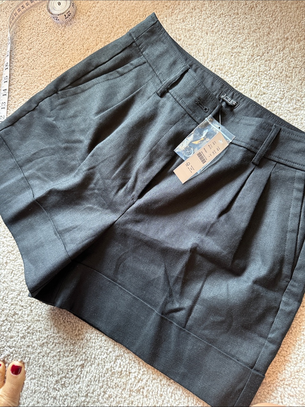 J. Crew Black Pleated High-Rise Tailored Shorts